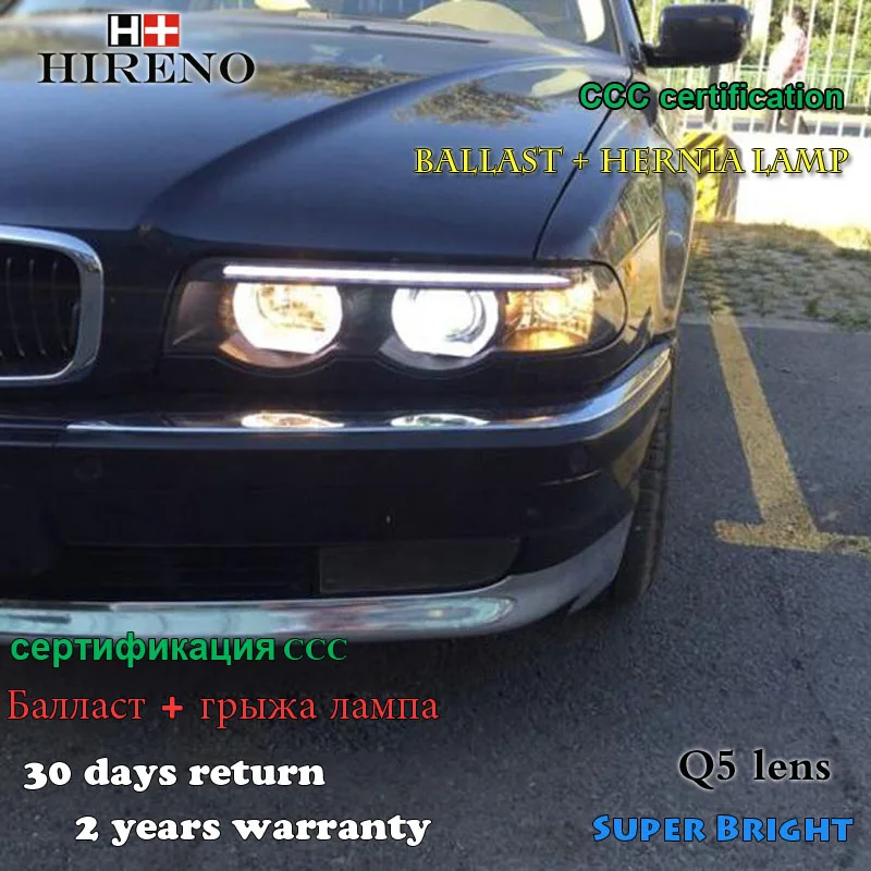 Hireno фара для 1998-2002 BMW E38 728 730 735 740 750 фар сборки LED DRL Ангел объектива двойной луч ксеноновые 2 шт