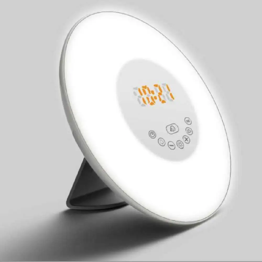 

2018Hot pin LED Wake Up Lights Alarm Clock Nachtlicht Colorful Light LED night light With Battery USB powered FM Radio For child