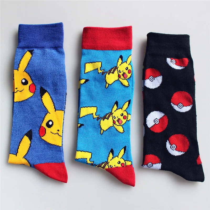 

2019 style Pikachu mid-tube fashion Unisex Plant tide sock Pokemon cute cotton socks European and American personality socks