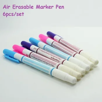 

6pcs/set Air Erasable Pen Water Soluble Fabric Marker Pen replace for Tailor's Chalk 3colors Gel pens Sewing Tools & Accessory