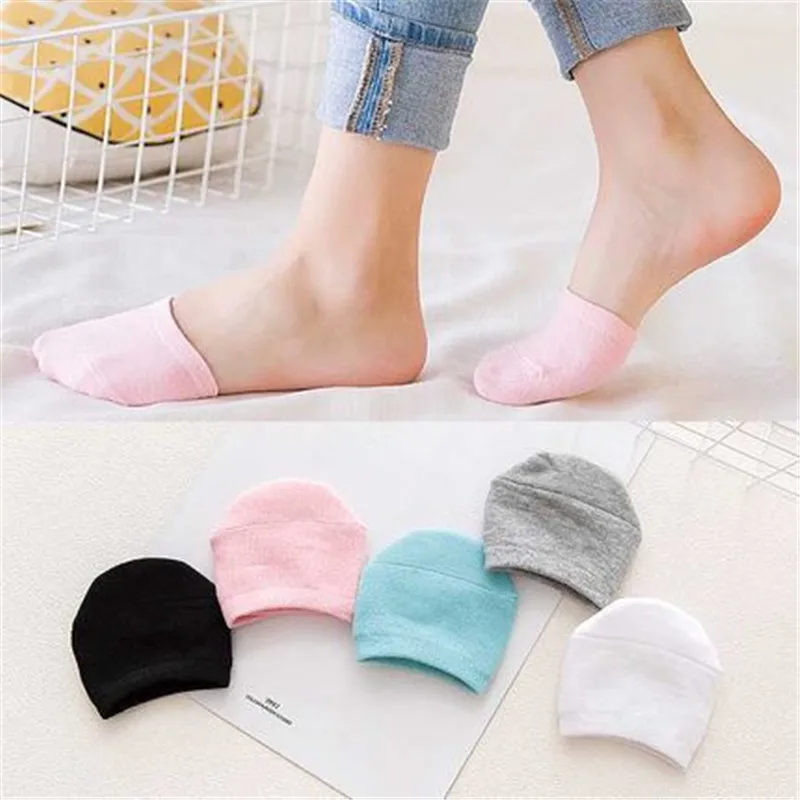 5 Pairs Women Half Foot Toe Cover Socks Black Invisible Solid Soft