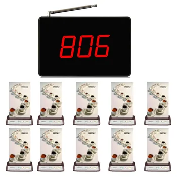 

SINGCALL restaurant ordering system,call customer service , 1 wireless display receiver and 10 coffee bells