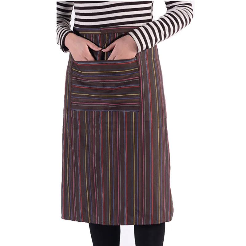 1 карман полосатый фартук с нагрудником с длинным рукавом манжета водонепроницаемый фартуки для приготовления еды выпечки платье кухонные аксессуары