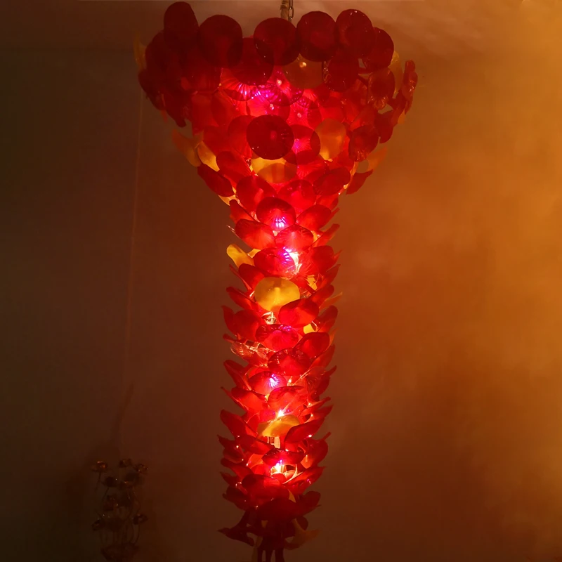 Форма слуховой трубки специальные красные муранские огни ручная выдувная художественная стеклянная большая люстра