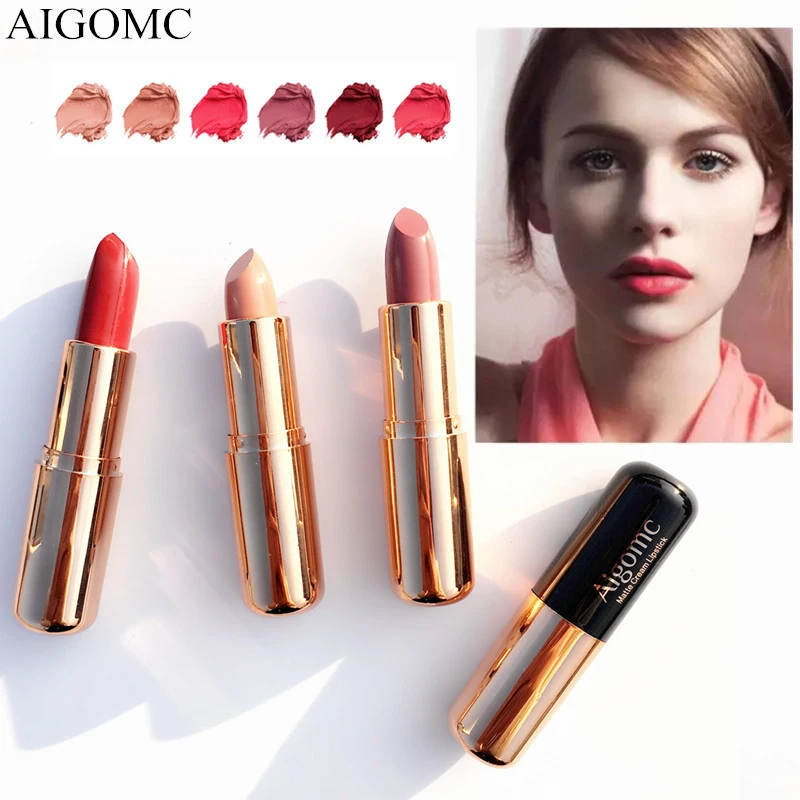 

Elecool 6 Color Matte Lipstick Red Sexy Nude Lipstick Pen Waterproof Long-lasting Lip Gloss Makeup Small Gold Lipstick TSLM2