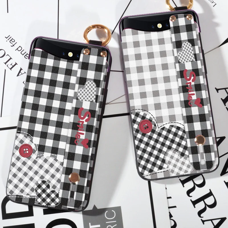 

Wrist Strap phone case For OPPO Find 7 X9007 Lattice Printing Love Silicone Case For OPPO Find X Cover Cloth