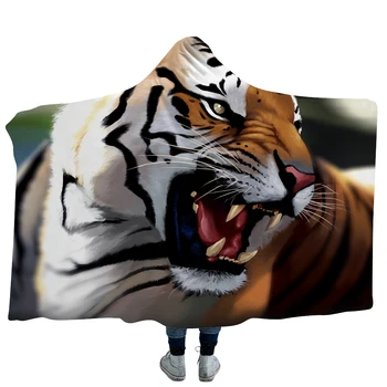 

SOFTBATFY Tiger Hooded Blanket Fleece Throw Blanket Dropshipping