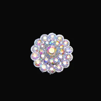 

(S0087) 10pcs/lot, Rhinestone button ,with loop at back ,silver plating,ab crystals