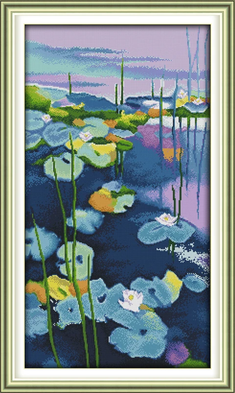 Water Lilies (3) cross stitch kit flower 14ct printed fabric canvas stitching embroidery DIY handmade needlework | Дом и сад