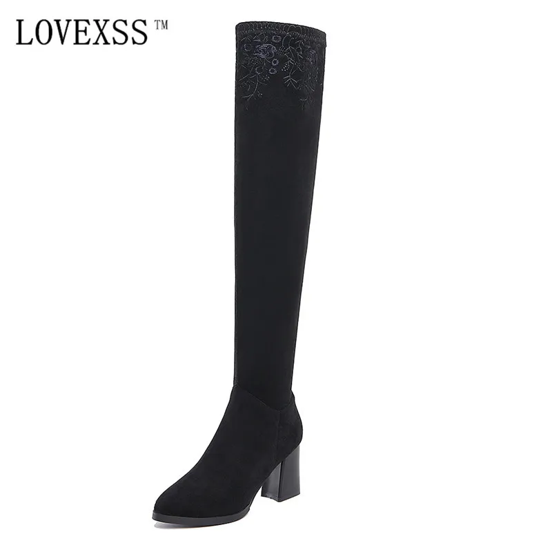 over the knee embroidered boots