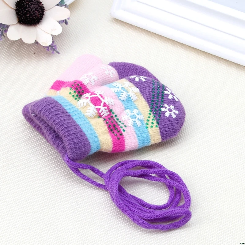 Snow Baby Gloves Kids Mitten Children Knit Velvet Warm Kid Gloves Winter