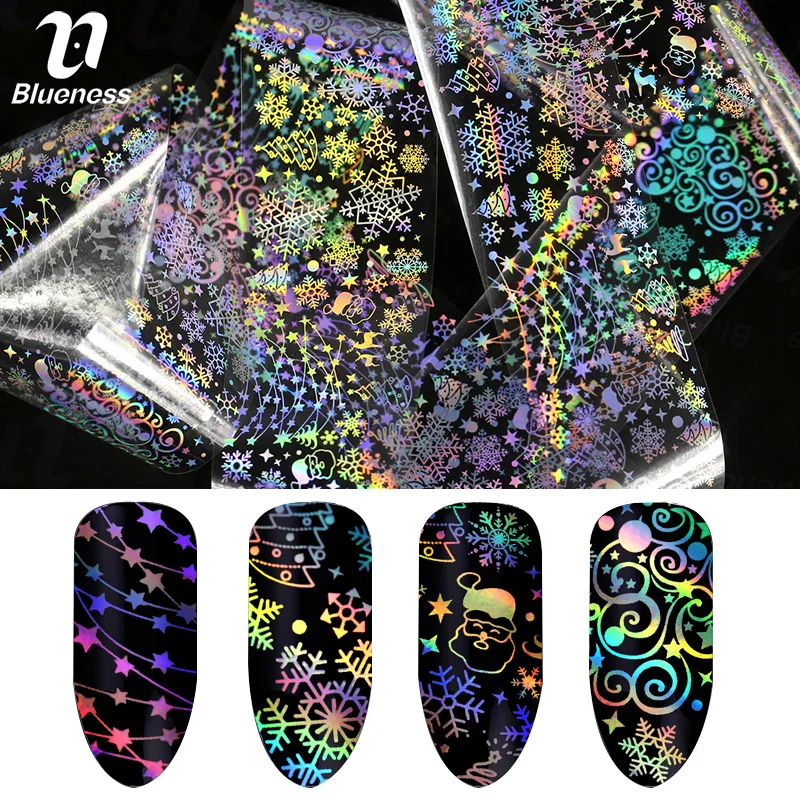 Blueness 1Roll ногти дизайн Christmas Snowflakes Design Laser Nails Transfer Foil Stickers Manicure Decals Nail Art Decorations
