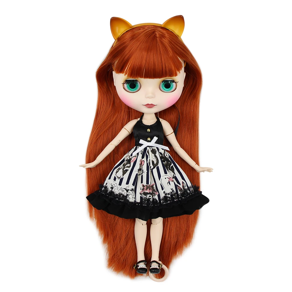 Blyth кукла ледяная bjd кукла игрушка платье licca Тело черное платье милый животный принт