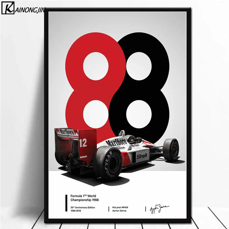 Плакаты и принты Айртон Сенна плакат F1 формула гоночного автомобиля Картина на