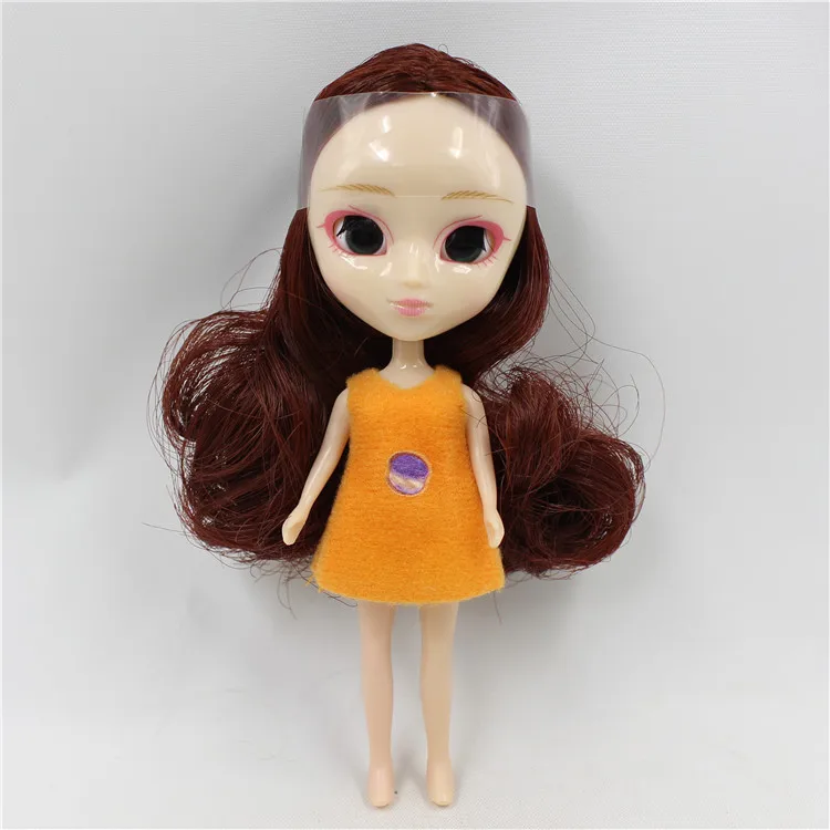 Мини blyth кукла 10 см DIY милые длинные волосы kawaii не закрывает глаза не может изменить цвет глаз - Цвет: H