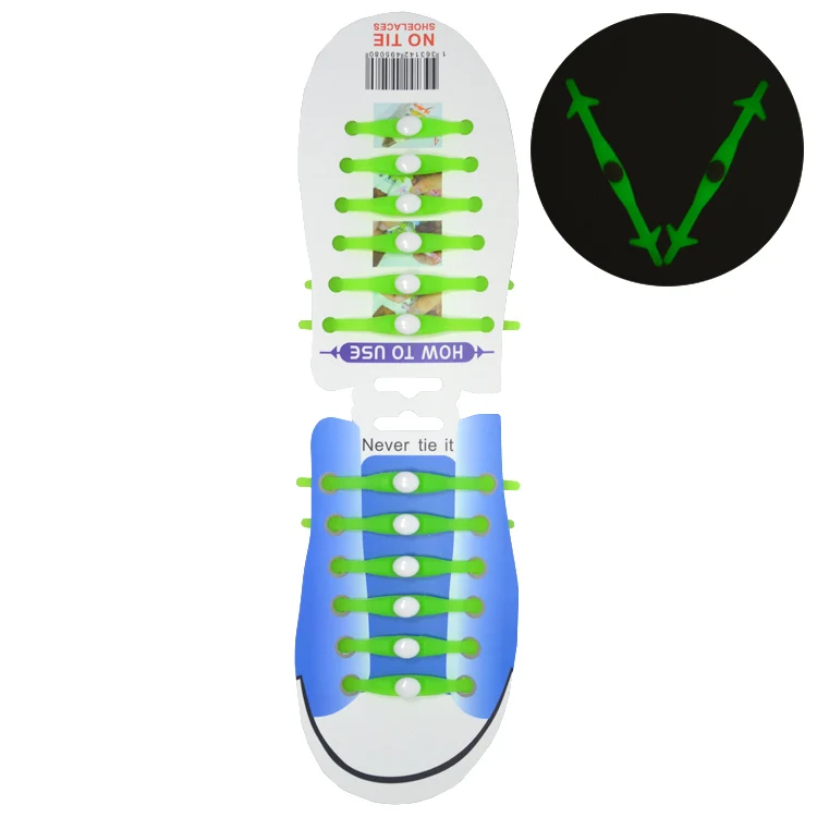 12 шт./партия VING/Новинка; силиконовая эластичная обувь унисекс без завязок; кружевные спортивные кроссовки со светящимися ремешками; Chaussure Ox Horn; обувь на шнуровке - Цвет: Зеленый