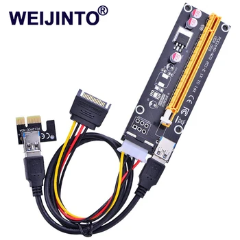 

15pcs PC PCIe PCI-E PCI Express Riser Card 1x to 16x USB 3.0 Data Cable SATA to 4Pin IDE Molex Power for BTC Miner Machine 006