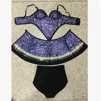 

Nightclub dancer new sexy split three-piece set of dance clothes DJ bar singer DS jazz costume hip hop dance dress steel clothin