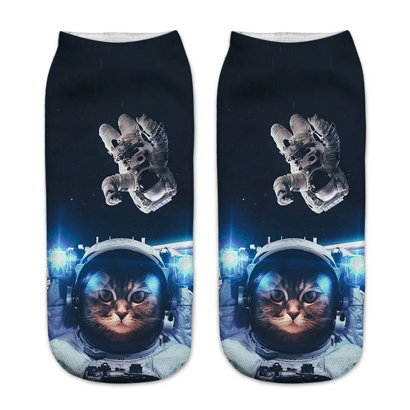 

ZHBSLWT New Space Cat Pattern 3D Print Women Socks Animal Casual Cartoon Socks Unisex Low Cut Ankle Socks-015