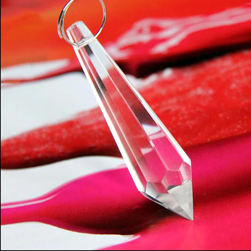 

50pcs 55mm Icicle U-Drop Prism Crystal Chandelier Faceted Pendants Beads Curtain Home Wedding Party DIY Decoration Ornaments