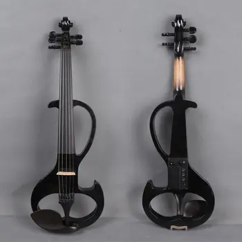 

5 String Violin 4/4 Violin Black Electric Violin Powerful Sound Silent Ebony Fittings Solid wood Free Violin Case Bow