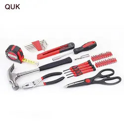 QUK ручной инструмент набор 39 шт. общие Ремонт бытовой с Tool Kit Box Пластик чехол для хранения молоток, плоскогубцы отвертка Ножи пила