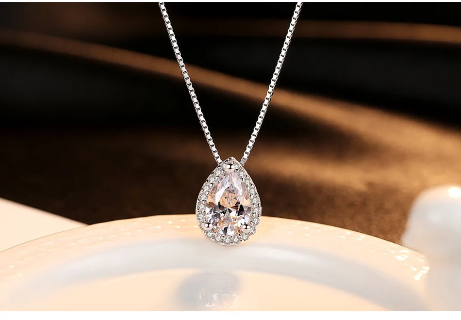 

S925 sterling silver zircon wild drop necklace female necklace VSG08