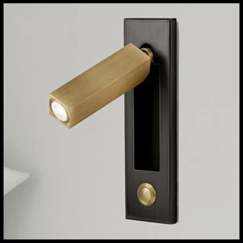 

Embedded Rotating Simple Retro New Chinese Bedroom LED Wall Light Hotel Clubhouse Project Bedside Reading Light