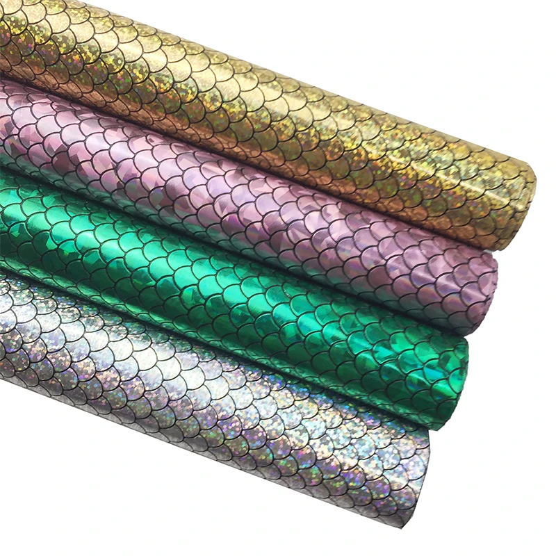 A4フェイクレザーシーツ20*30センチメートルレーザー合成皮革生地魚 