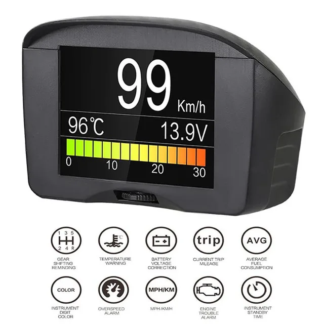 Car OBD Diagnostic Digital Hud Alarm Fault Code Water Temperature Gauge