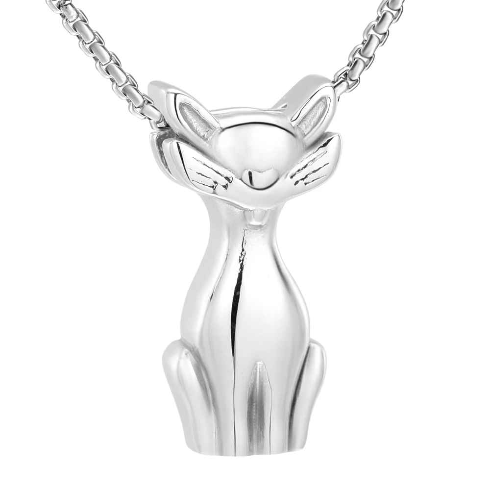 Jj001 Cat Stainless Steel Memorial Jewellery Ashes Urn Necklace Holder