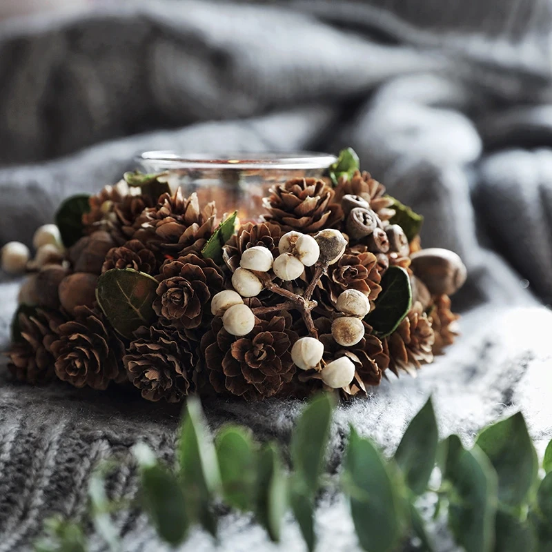 Pinecone Рождественский Декоративный Подсвечник дисплей части окна украшения стола