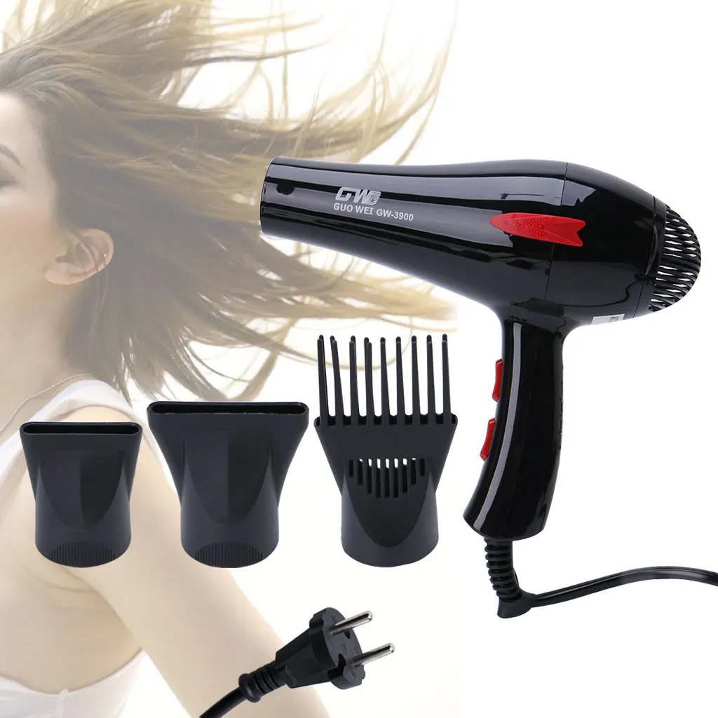 EU Plug 3000W Electric Hair Dryer Low Noise Powerful GW3900 Blower AC