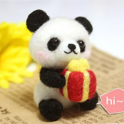 Модная Милая панда, подарок, игрушка ручной работы, кукла для нее, шерстяная войлочная, не готовая, сделай сам, шерстяная посылка для валяния