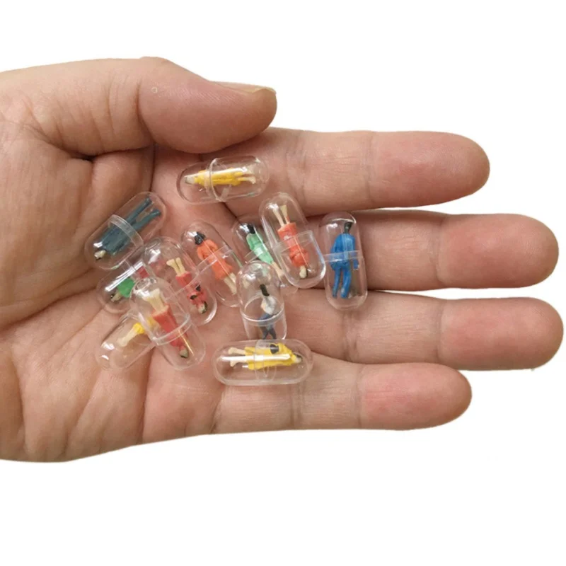 

60pcs Transparent Capsule Shell Plastic Pill Container Medicine Pill Cases Bottle Splitters Capsule Figurines DIY Accessories