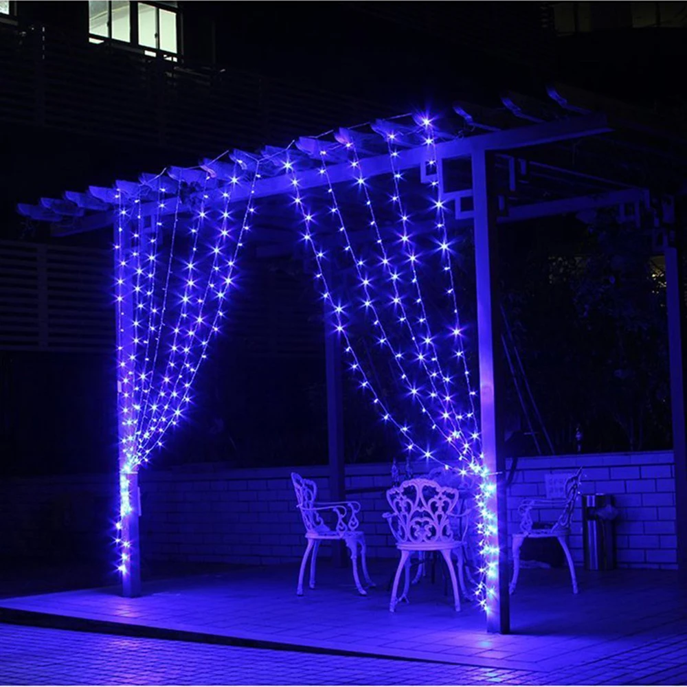 3m x 1m led string light outdoor decoration curtain icicle led christmas icicle lights green wire