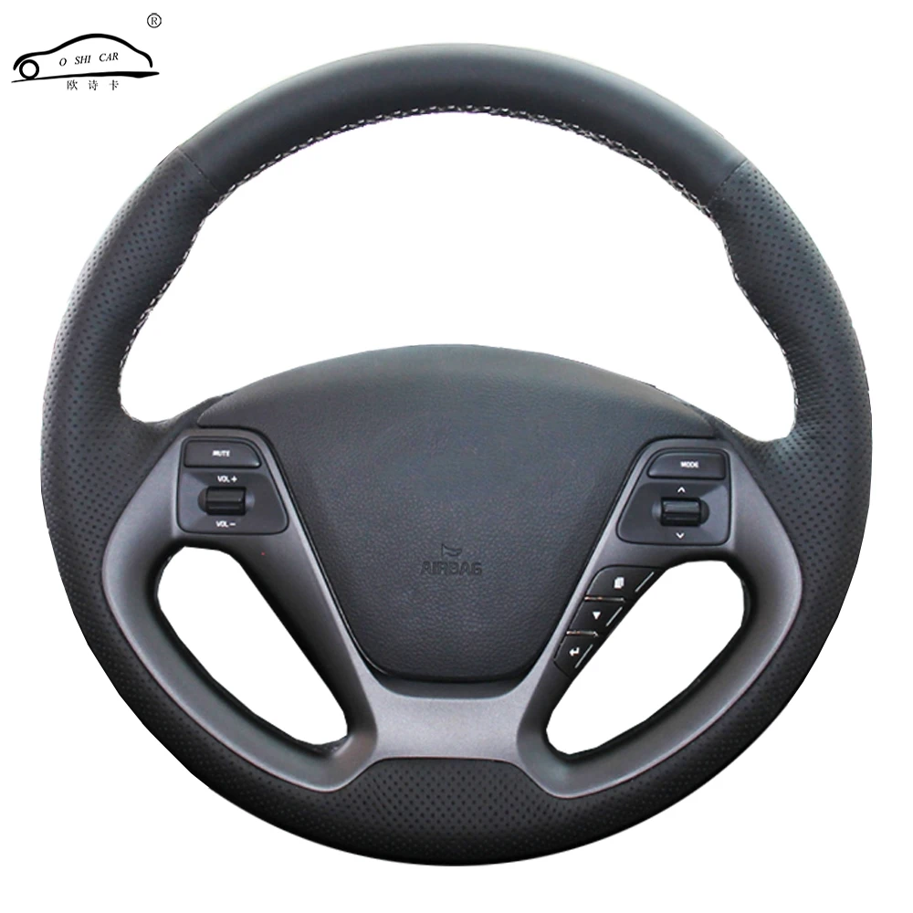 En Ligne Couvre volant de voiture en cuir véritable pour Kia K3 2013 K2 Rio 2015 2016 Ceed Cee  d 2012 2017 Cerato 2013 2017