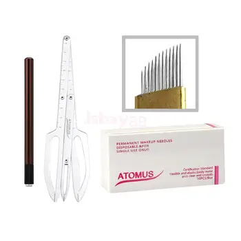 

Packs of 50pcs Disposable Sterilizing Needles with Tattoo Pencil and Measurement Ruler for Eyebrow Permanent Makeup