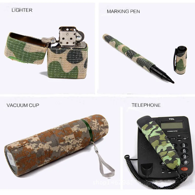 Self-adhesive Camo Stretch Bandage 5CM * 4.5M Tactical Non-woven Protective Camouflage Tape for Rifle Gun Flashlight Camo Tape