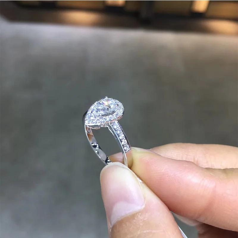 ANI 18K Белое Золото (AU750) обручальное кольцо 0 76 CT GIA Certified VS2 огранка груши настоящий
