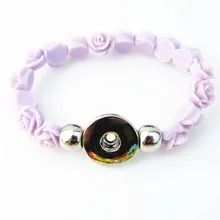 Hand made Эластичный кнопку оснастки браслет 18 мм violet роза Моды оснастки ювелирные изделия