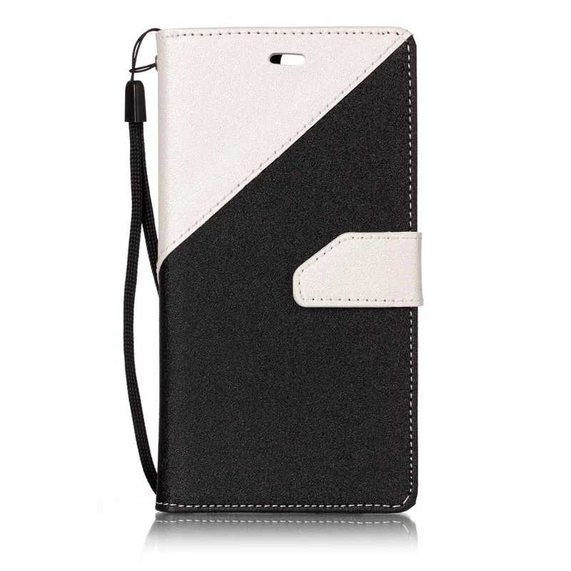 

For Huawei P10 Leather Case Frosted Double Color Stitching Black And White Wallet Flip Case For Huawei P10 Silicone Phone Cover