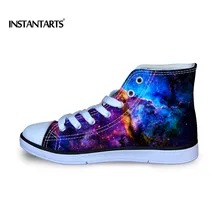 INSTANTARTS/Детские кроссовки Galaxy; классические парусиновые туфли с принтом «Космическая Звезда» для мальчиков и девочек; спортивная обувь с высоким берцем