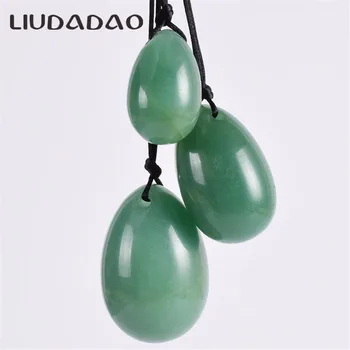 

Green Aventurine Jade Yoni Eggs Drilled Eggs with Strings Massager Tools For Women Kegel Pelvic Floor Exerciser Body Care Tools