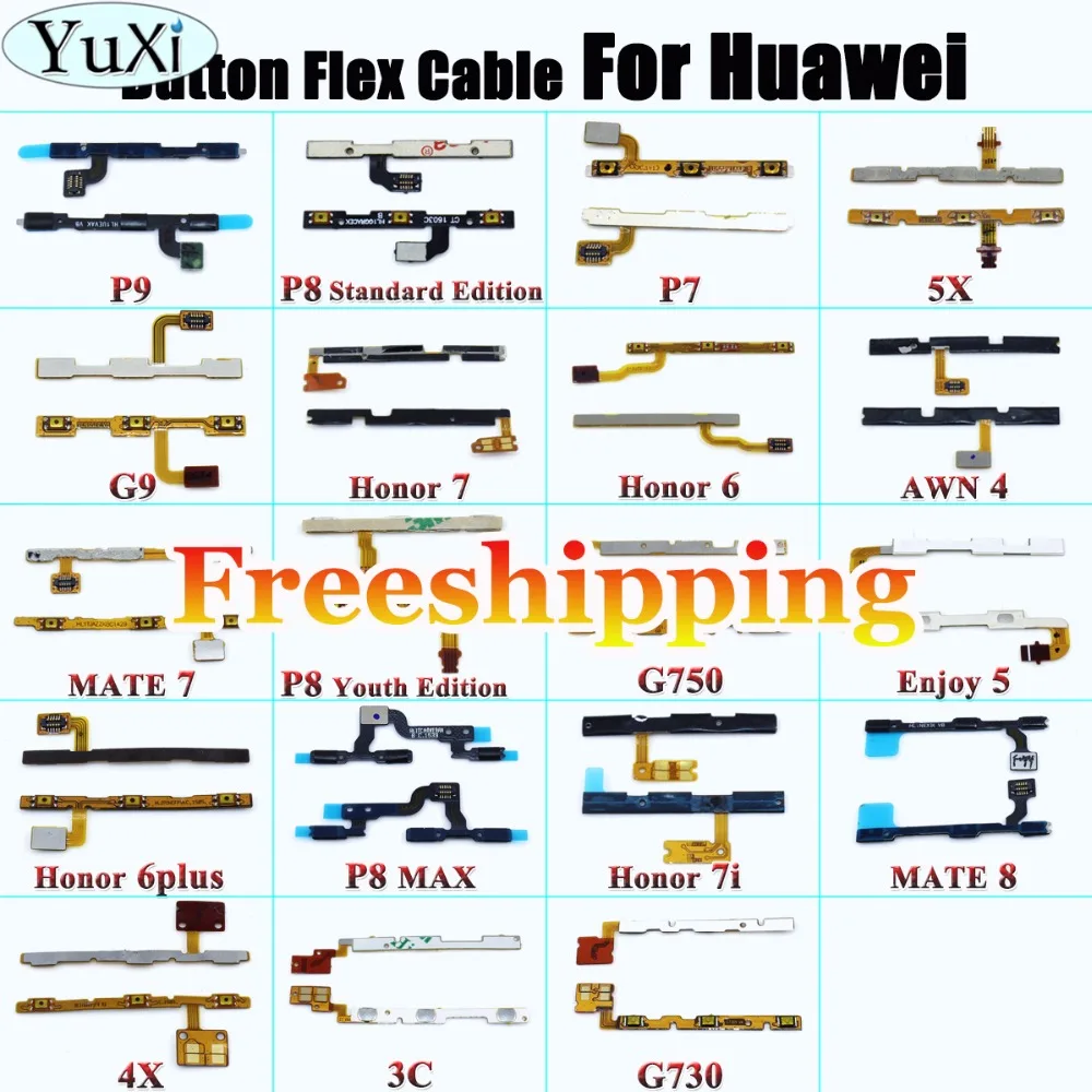 

YuXi Power On/Off Key + Volume Up/Down Button Flex Cable For Huawei P7/ P8/ P8lite/ Honor 6/Honor 6 Plus /Mate 7/G750/Enjoy 5/5X