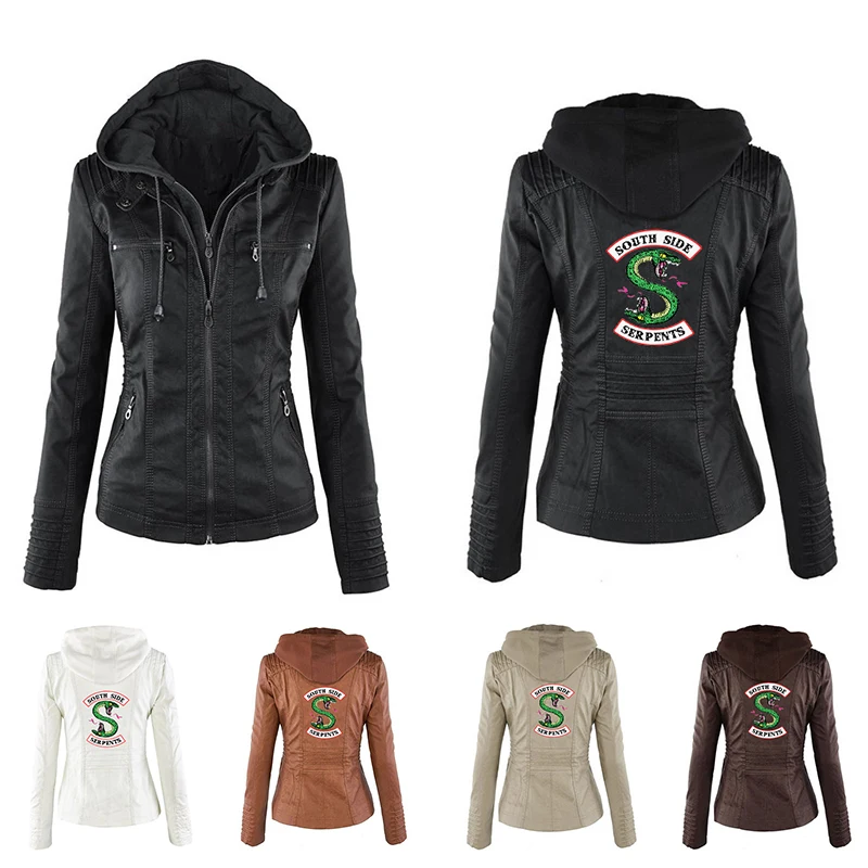 

BF Riverdale Southside Riverdale Serpents black Brown PU Leather Jacket Women Riverdale Serpents Streetwear Leather Brand Coat