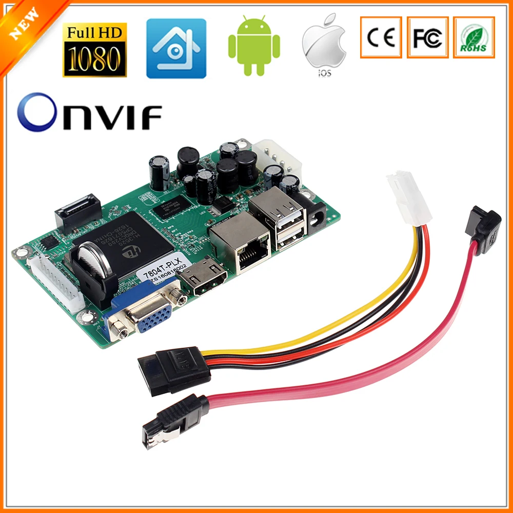 

BESDER NVR Board 1080P 4CH Security Network Recorder Board 4CH1080P / 8CH960P ONVIF Email Alert Motion Detection With HDD Cable
