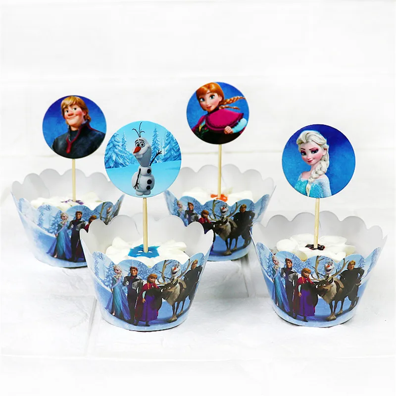 

Frozen Cake Side Decoration Inserted Card Inserting 12 Side Inserted Card+12 Decoration Anna And Elsa Cake CarD for birthday