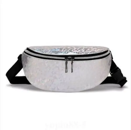 Женская мода Paillette Pack Голограмма лазерная бум Женская водостойкая однотонная поясная сумка