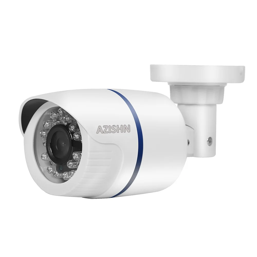 

AZISHN H.265/H.264 FULL HD 1080P 2.0 MP 1920*1080 Resolution 24pcs IR LEDs with IR-CUT Outdoor Bullet IP Camera DC 12V/48V PoE